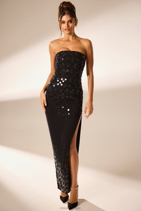 alcyone el süslemeli bandeau maxi elbise Oh Polly kadınlar 8046V50 elbiseler siyah - Görsel 5