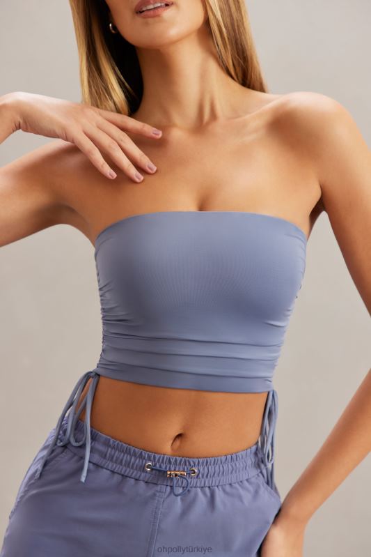 alisa dantelli bandeau kısa üst Oh Polly kadınlar 8046V606 Toplamak mavi - Görsel 4