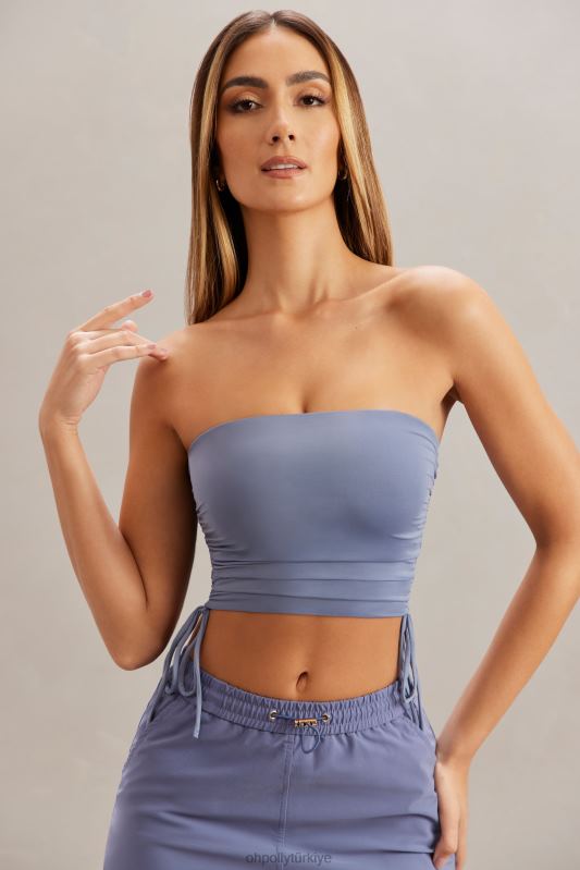alisa dantelli bandeau kısa üst Oh Polly kadınlar 8046V606 Toplamak mavi - Görsel 8