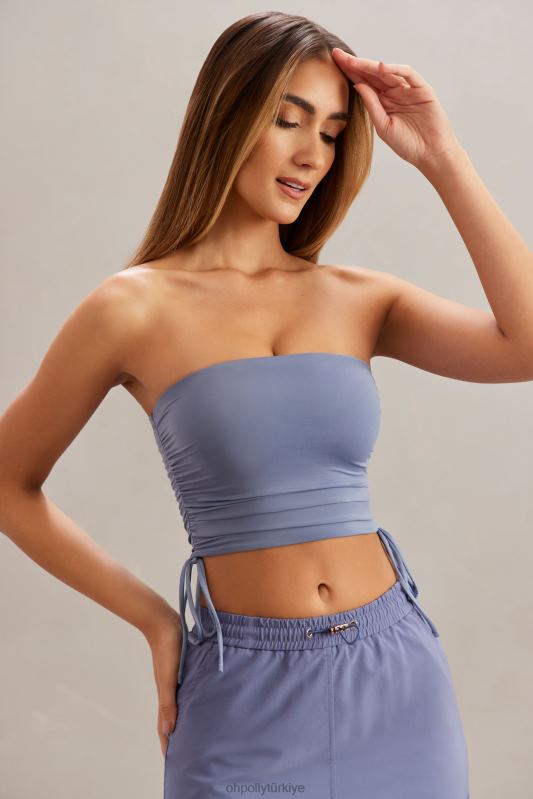 alisa dantelli bandeau kısa üst Oh Polly kadınlar 8046V606 Toplamak mavi - Görsel 9