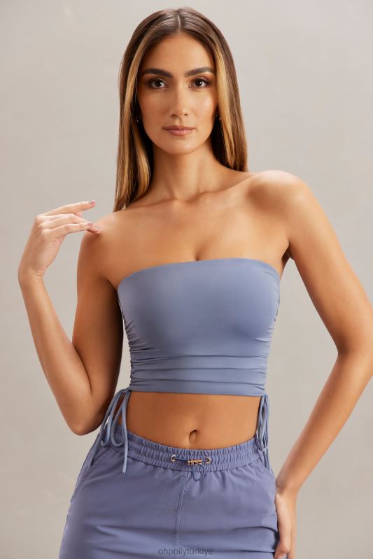 alisa dantelli bandeau kısa üst Oh Polly kadınlar 8046V606 Toplamak mavi - Görsel 1