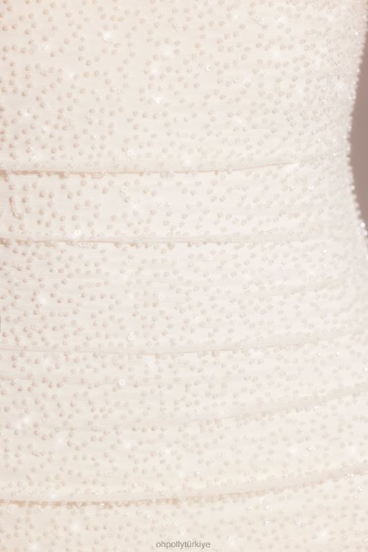 ferrara uzun kollu işlemeli kapüşonlu yaka mini elbise Oh Polly kadınlar 8046V13 elbiseler beyaz - Görsel 6