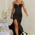flavia balık kuyruklu maxi elbise kesti Oh Polly kadınlar 8046V216 elbiseler siyah