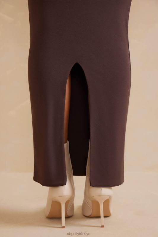 jomana alçak bodycon maxi etek Oh Polly kadınlar 8046V790 etekler çikolata - Görsel 4