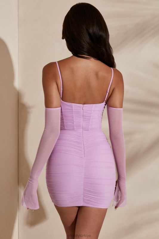omuzları açık mini elbiseyi onurlandır Oh Polly kadınlar 8046V309 elbiseler pembe - Görsel 2