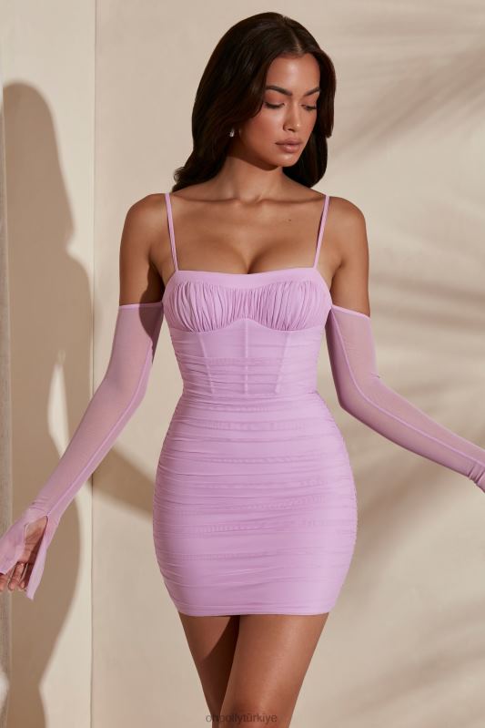 omuzları açık mini elbiseyi onurlandır Oh Polly kadınlar 8046V309 elbiseler pembe - Görsel 5