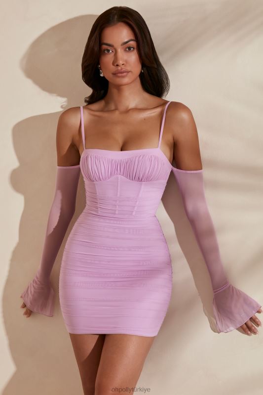 omuzları açık mini elbiseyi onurlandır Oh Polly kadınlar 8046V309 elbiseler pembe - Görsel 1