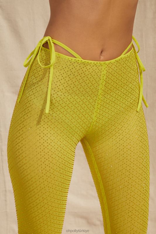 palm springs uzun boylu uzun süslenmiş örgü pantolon Oh Polly kadınlar 8046V853 dipler kireç - Görsel 4