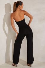 aaliyah bandeau geniş bacak tulum Oh Polly kadınlar 8046V794 Toplamak siyah - Görsel 2
