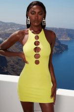 ada atlamalı kesilmiş bodycon mini elbise Oh Polly kadınlar 8046V490 elbiseler kireç - Görsel 5