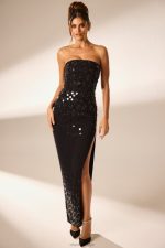 alcyone el süslemeli bandeau maxi elbise Oh Polly kadınlar 8046V50 elbiseler siyah - Görsel 5