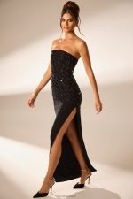 alcyone el süslemeli bandeau maxi elbise Oh Polly kadınlar 8046V50 elbiseler siyah - Görsel 7