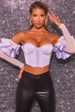 aşk çekicilik bardot uzun fırfır kollu korse kırpma üst Oh Polly kadınlar 8046V685 Toplamak leylak - Görsel 4