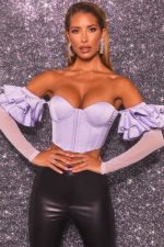 aşk çekicilik bardot uzun fırfır kollu korse kırpma üst Oh Polly kadınlar 8046V685 Toplamak leylak - Görsel 6