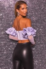 aşk çekicilik bardot uzun fırfır kollu korse kırpma üst Oh Polly kadınlar 8046V685 Toplamak leylak - Görsel 8
