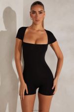 bea kap kollu kare boyunlu tulum Oh Polly kadınlar 8046V796 Toplamak siyah - Görsel 4
