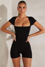 bea kap kollu kare boyunlu tulum Oh Polly kadınlar 8046V796 Toplamak siyah - Görsel 5