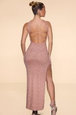 belgravia işlemeli bandeau maxi elbise Oh Polly kadınlar 8046V63 elbiseler bej - Görsel 2