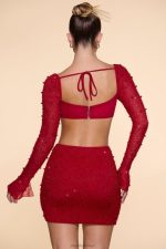Belle Ile High Waist Thigh Split Mini Skirt Oh Polly kadınlar 8046V783 etekler kırmızı - Görsel 2