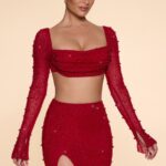 Belle Ile High Waist Thigh Split Mini Skirt Oh Polly kadınlar 8046V783 etekler kırmızı