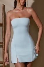 brielle bandeau yaka mini elbise Oh Polly kadınlar 8046V112 elbiseler nane - Görsel 4