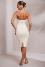 bronte bandeau midi elbise Oh Polly kadınlar 8046V209 elbiseler fildişi - Görsel 2