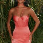 bu karmaşık saten korse mini elbise Oh Polly kadınlar 8046V493 elbiseler pembe