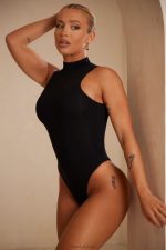 daynan yüksek boyunlu body Oh Polly kadınlar 8046V715 Toplamak siyah