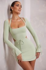 elise uzun kollu a kesim mini elbise Oh Polly kadınlar 8046V220 elbiseler adaçayı - Görsel 9