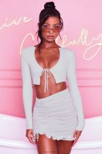 fırfırlı dantelli bodycon mini etek için burada Oh Polly kadınlar 8046V846 etekler gri - Görsel 2