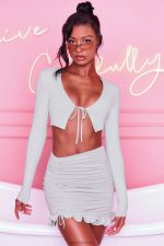 fırfırlı dantelli bodycon mini etek için burada Oh Polly kadınlar 8046V846 etekler gri - Görsel 6