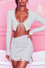 fırfırlı dantelli bodycon mini etek için burada Oh Polly kadınlar 8046V846 etekler gri - Görsel 8