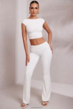 hollis orta bel düz paça pantolon Oh Polly kadınlar 8046V747 dipler beyaz - Görsel 8