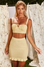 iki ila tango kırışık mini etek Oh Polly kadınlar 8046V843 etekler sarı - Görsel 3