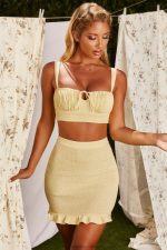 iki ila tango kırışık mini etek Oh Polly kadınlar 8046V843 etekler sarı - Görsel 5