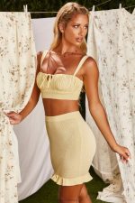 iki ila tango kırışık mini etek Oh Polly kadınlar 8046V843 etekler sarı - Görsel 7