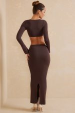 jomana alçak bodycon maxi etek Oh Polly kadınlar 8046V790 etekler çikolata - Görsel 2