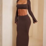 jomana alçak bodycon maxi etek Oh Polly kadınlar 8046V790 etekler çikolata