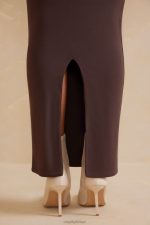 jomana alçak bodycon maxi etek Oh Polly kadınlar 8046V790 etekler çikolata - Görsel 4
