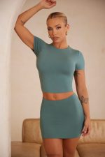 jula alçak bodycon mini etek Oh Polly kadınlar 8046V785 etekler turkuaz