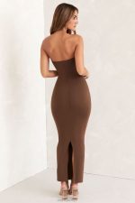 kali bandeau maxi elbise Oh Polly kadınlar 8046V296 elbiseler kahverengi - Görsel 2