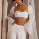 kateri uzun kabarık kollu bralet Oh Polly kadınlar 8046V583 Toplamak beyaz