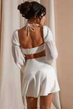 kateri uzun kabarık kollu bralet Oh Polly kadınlar 8046V583 Toplamak beyaz - Görsel 4