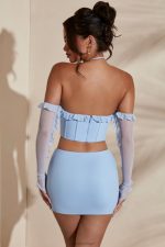 kesara mikro mini etek Oh Polly kadınlar 8046V815 etekler açık mavi - Görsel 2