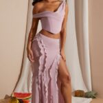 lucia orta bel fırfır detaylı maxi etek Oh Polly kadınlar 8046V753 etekler kızarmak