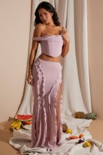 lucia orta bel fırfır detaylı maxi etek Oh Polly kadınlar 8046V753 etekler kızarmak - Görsel 10