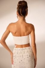 maia el süslemeli bandeau korse kısa üst Oh Polly kadınlar 8046V599 Toplamak fildişi - Görsel 2