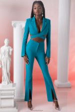 meraki kısa blazer Oh Polly kadınlar 8046V682 Toplamak turkuaz - Görsel 6