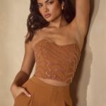 mina işlemeli bandeau korse üst Oh Polly kadınlar 8046V602 Toplamak karamel