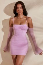 omuzları açık mini elbiseyi onurlandır Oh Polly kadınlar 8046V309 elbiseler pembe